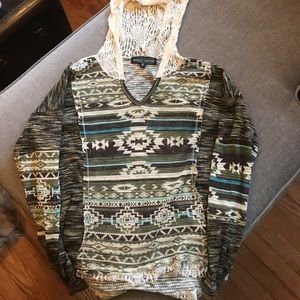 Almost famous Aztec shirt with hood