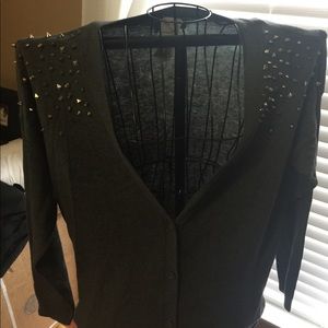 NWT GRAY CARDIGAN WITH SILVER STUDS