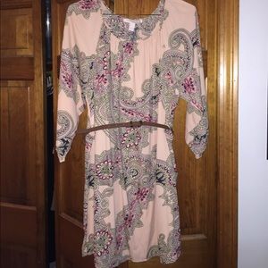Belted paisley dress