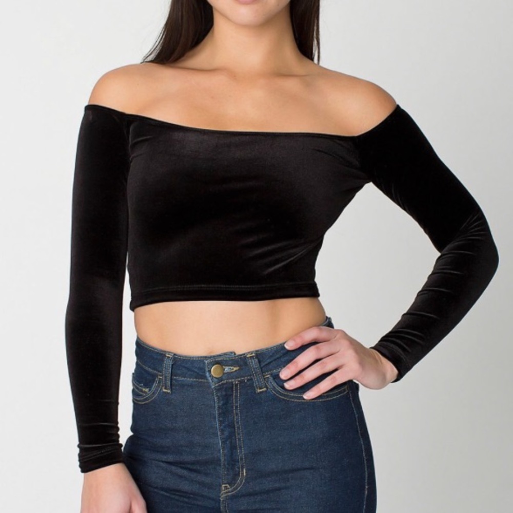 AA velvet off the shoulder crop top