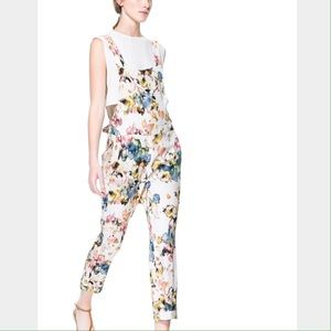 Zara Abstract Floral Jumpsuit Overalls