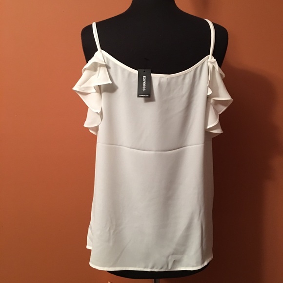 New Semi-Sheer Lace-Up Cold Shoulder Cami - Picture 6 of 6