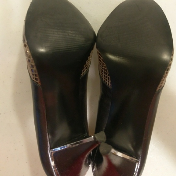 Next 7.5M pewter silver 4 inch open toe pump - Picture 3 of 4