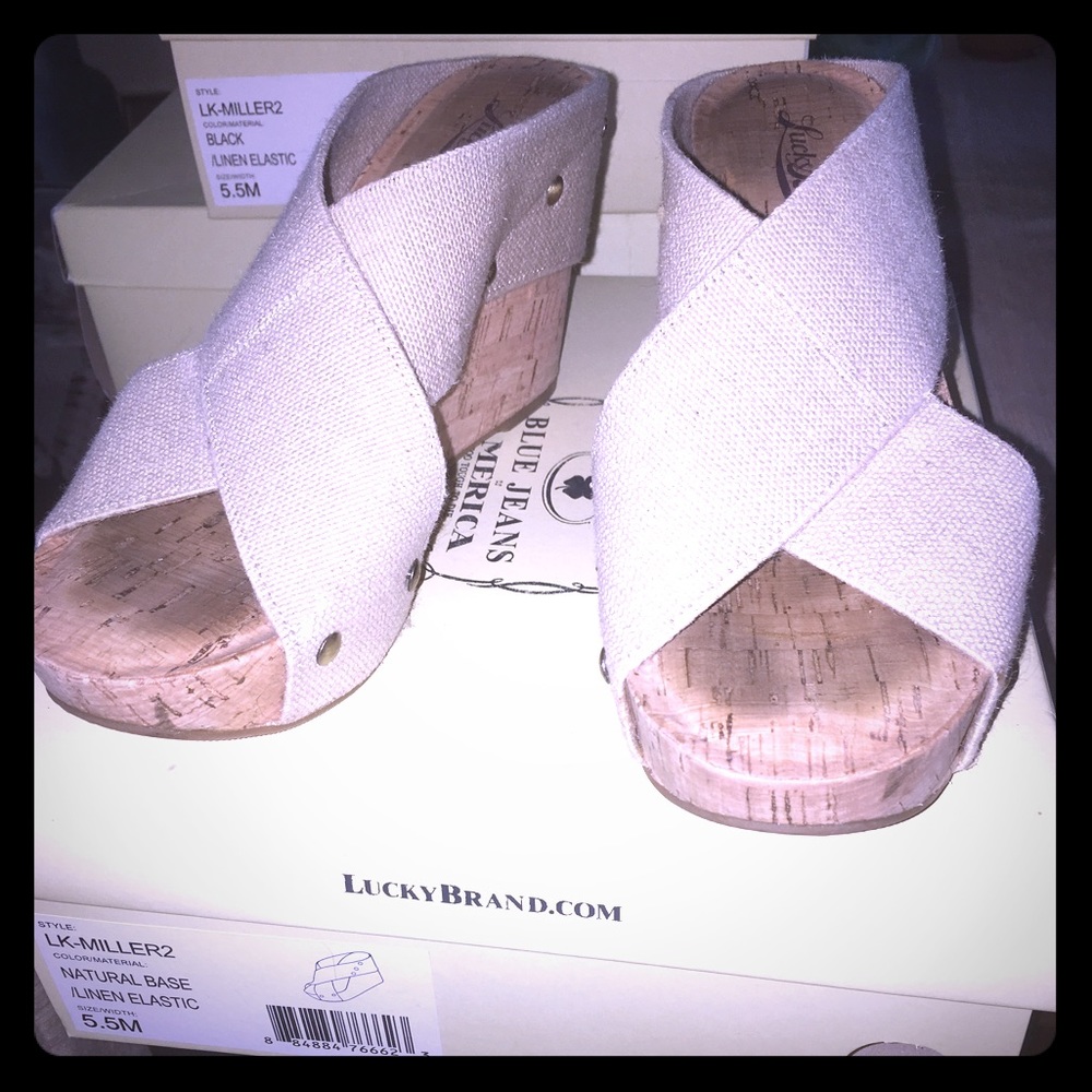 Miller 2 nude color wedges- lucky brown 5.5