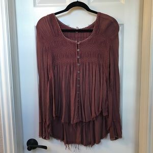 washed out red long sleeve blouse from fp