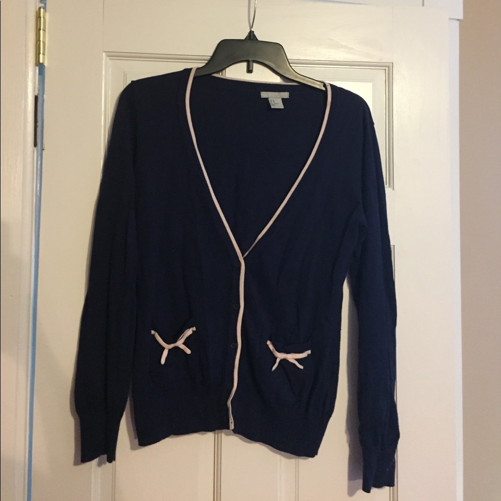 Navy and Cream Cardigan
