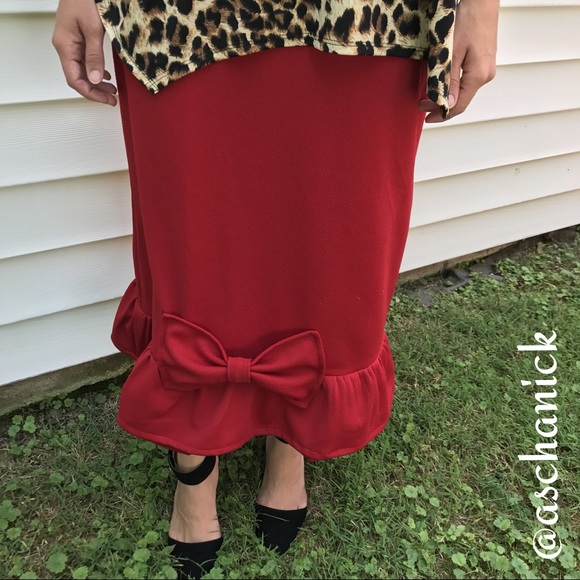 Dresses & Skirts - Unique! Custom Made Skirt with Ruffle and Bow!