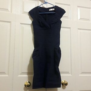 Navy blue fitted midi dress- only worn once!