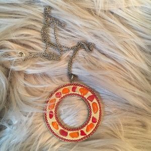 Red and orange circle necklace!