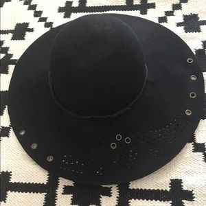 Black Summertime Flop Hat with Grommets and Detail
