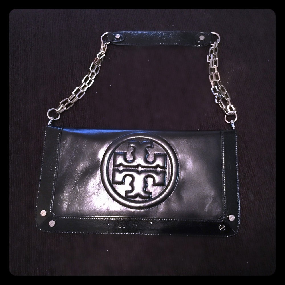 Tory Butch black patent shoulder bag