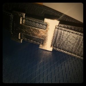 Gold and black Hermes belt