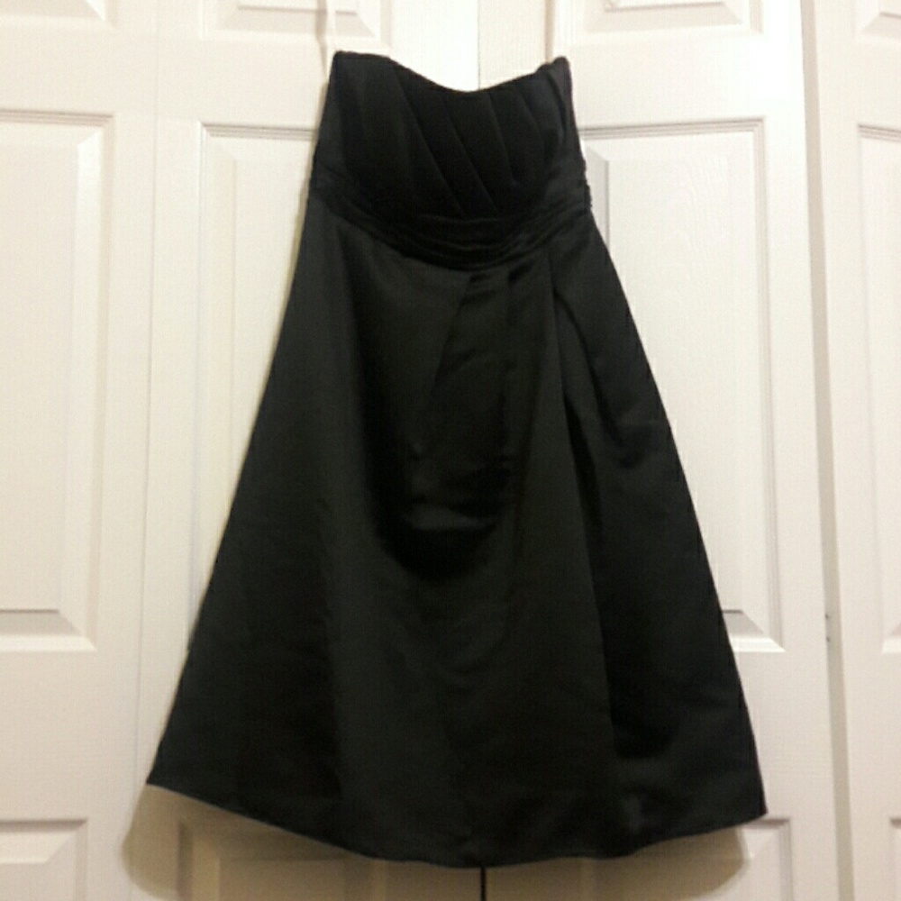 Black satin strapless dress- only worn once