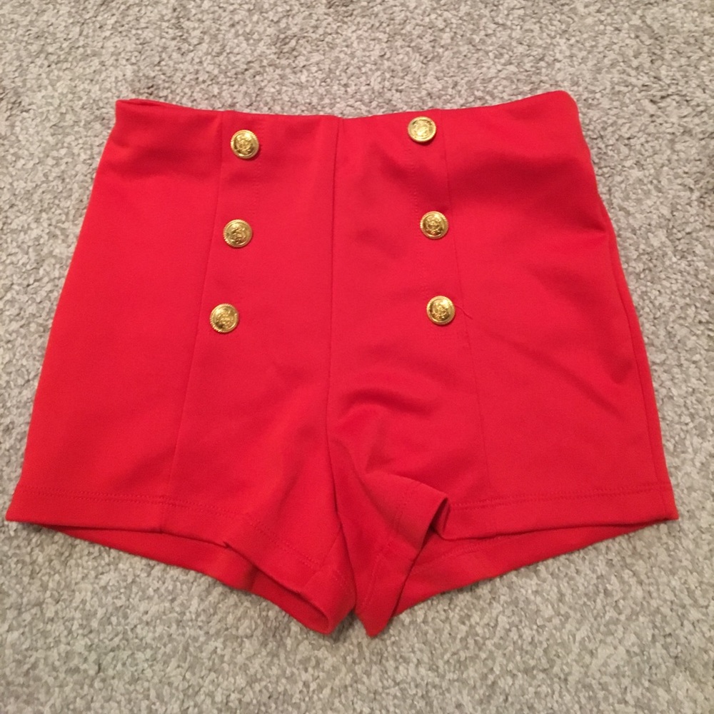 High Wasted Red Shorts