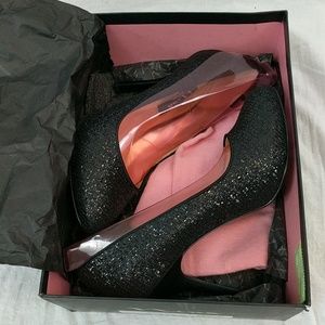 Nina Zelda black glitter heels