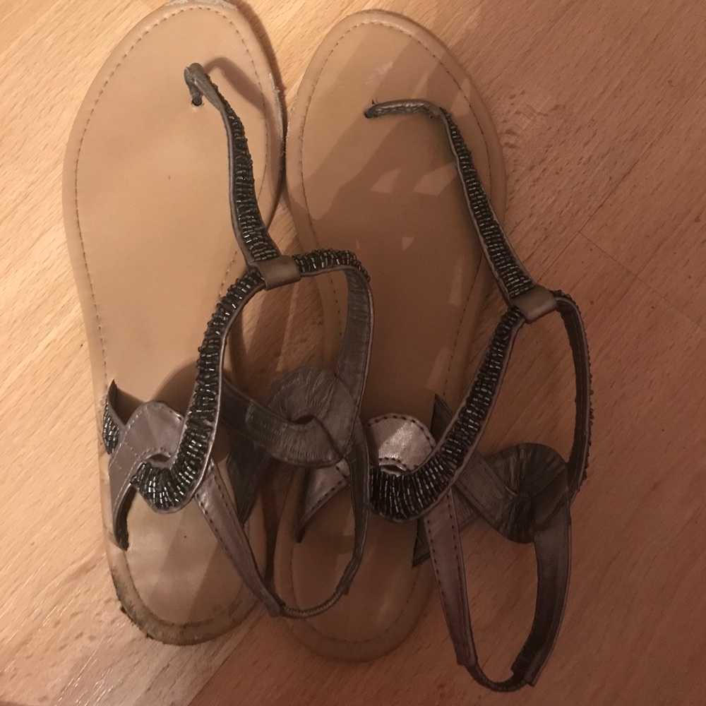 Beaded Gray Sandals