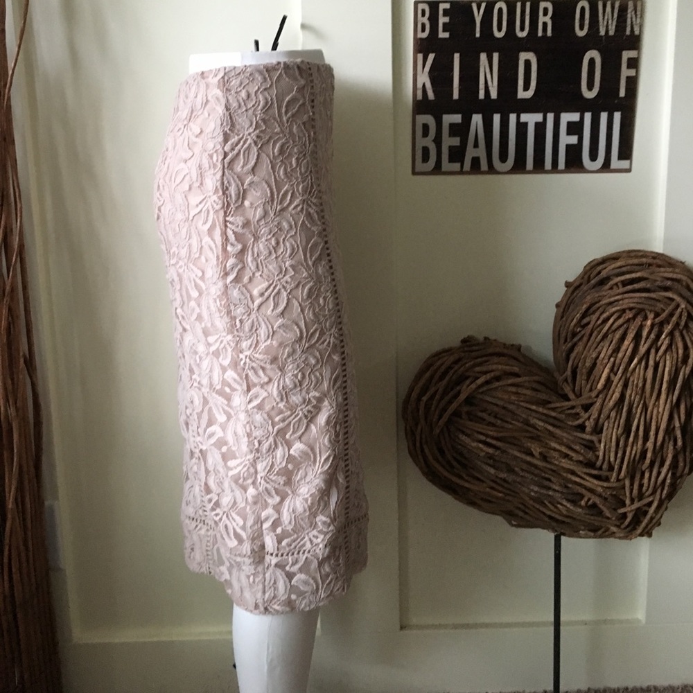🍁Beautiful tan lined lace skirt - Picture 3 of 6