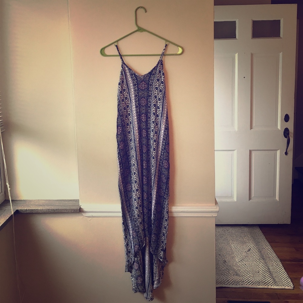 Patterned Asymmetrical Maxi Dress