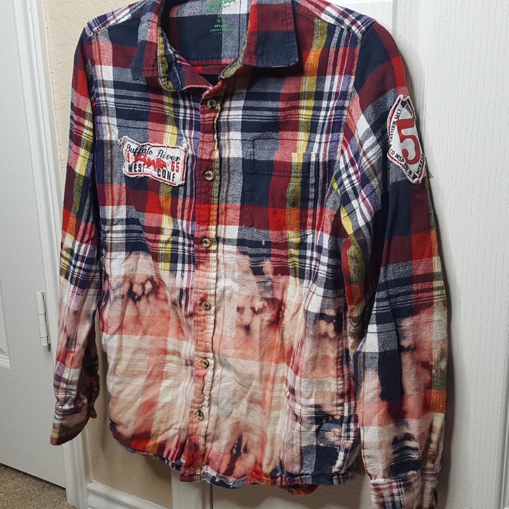 Arizona Bleached Patched Plaid Shirt
