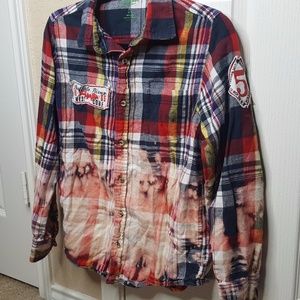 Arizona Bleached Patched Plaid Shirt