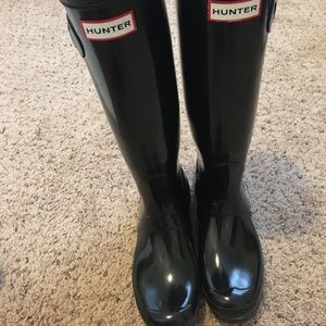 Original gloss tall black hunter boots sz 8