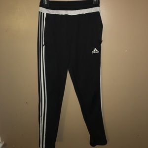 Black and white Adidas joggers