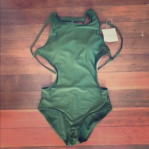 Navy green one piece suit