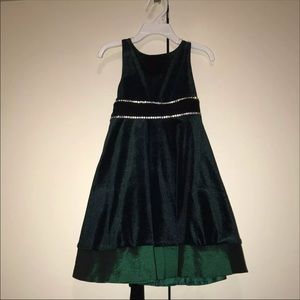 Green Velvet Toddler Girls Dress