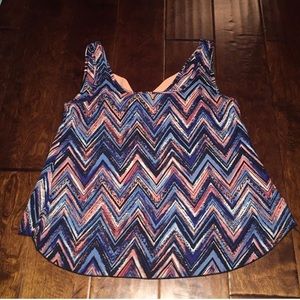 Chevron tank top with bow and open back