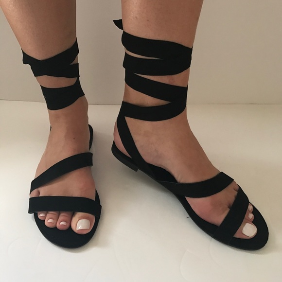 1 left!! Vegan Suede Wrap Flat Sandal - Picture 4 of 8