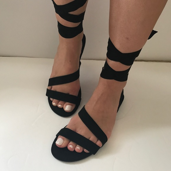 1 left!! Vegan Suede Wrap Flat Sandal - Picture 5 of 8