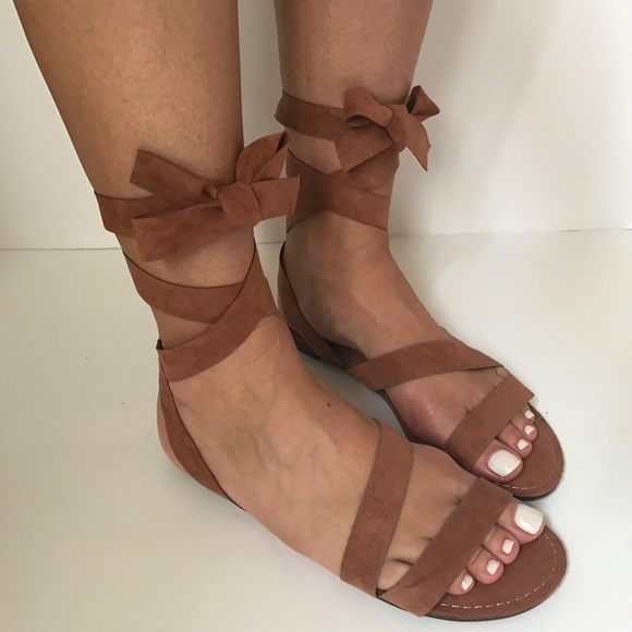 1 left!! Vegan Suede Wrap Flat Sandal - Picture 6 of 8