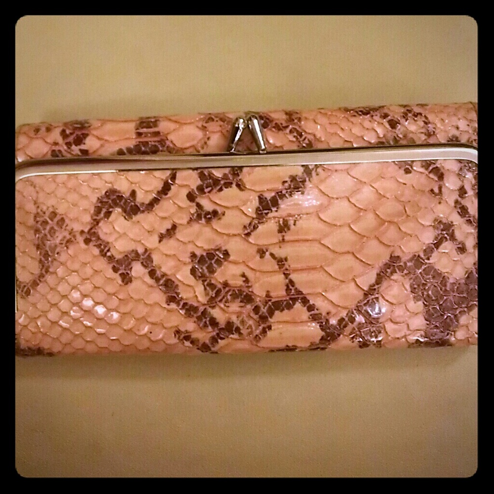 Pink snakeskin-like wallet