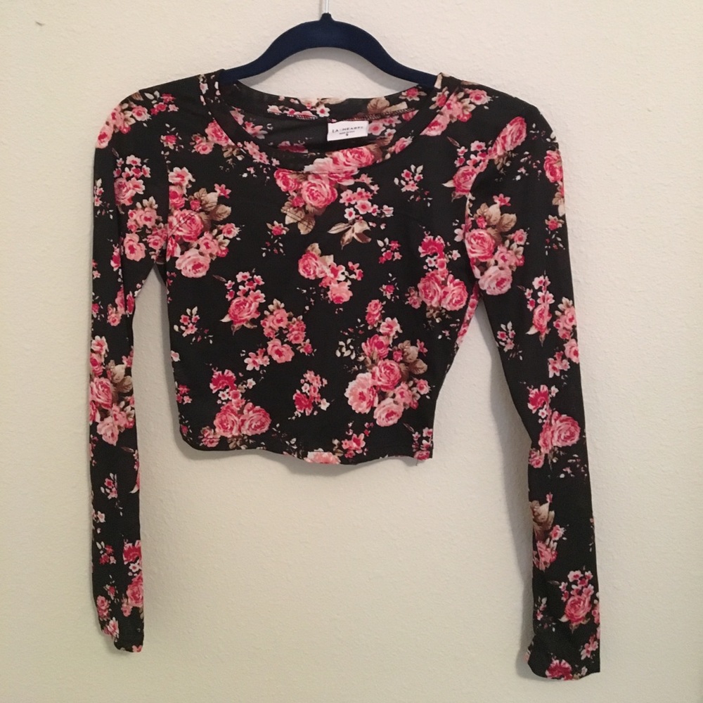 LA Hearts Long Sleeve Crop Top