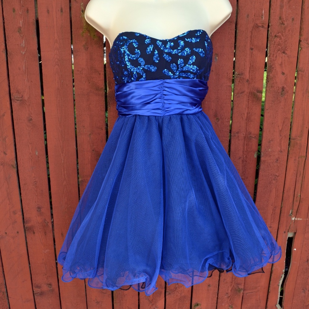 Navy Blue Sequin Dress - Picture 2 of 6