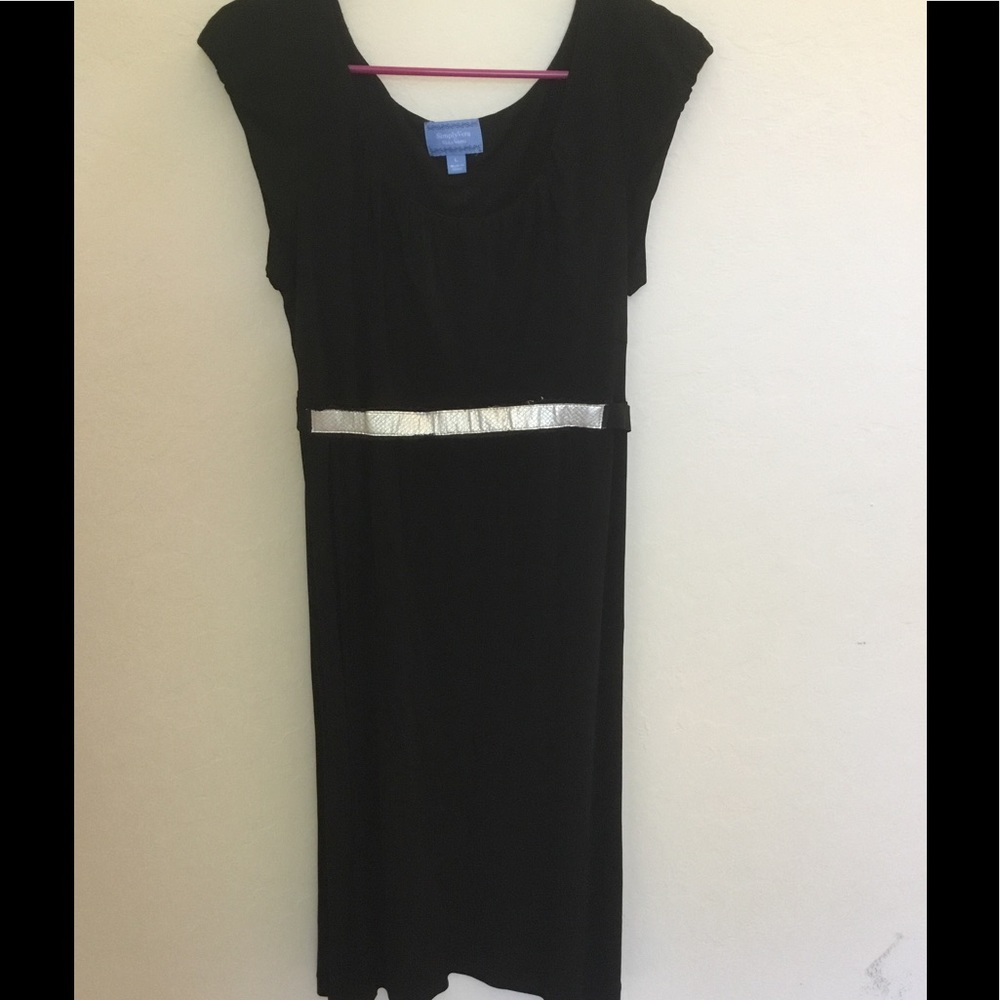 Black Vera wang dress with silver belt