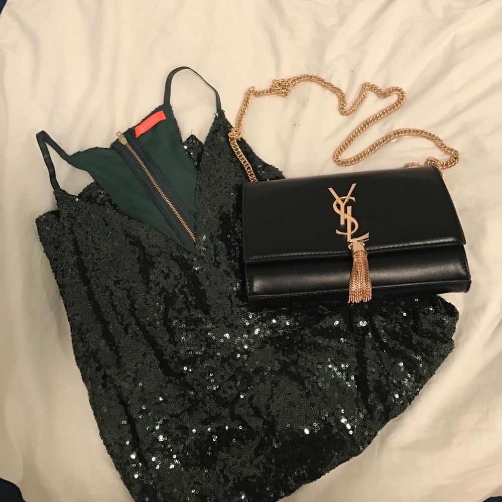 Dark Green Sequined Dress