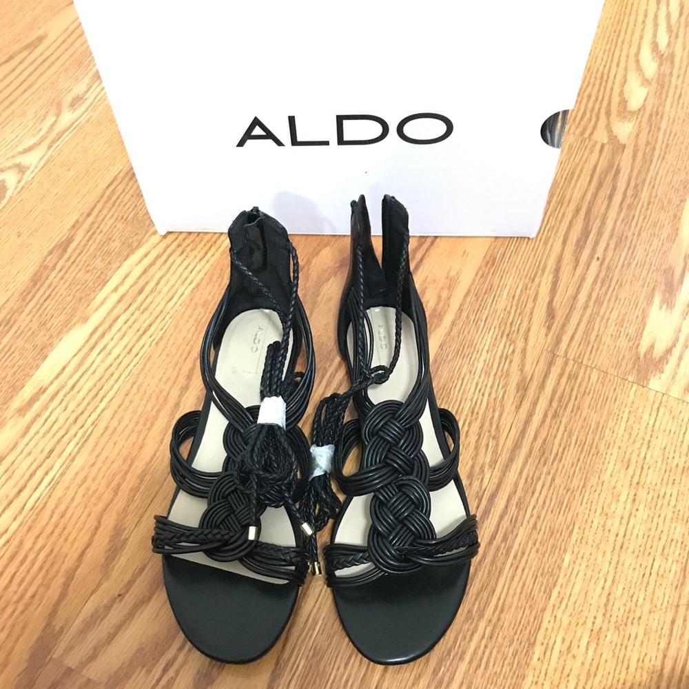 NEW. Aldo Rosiana Black Lace Up Sandals
