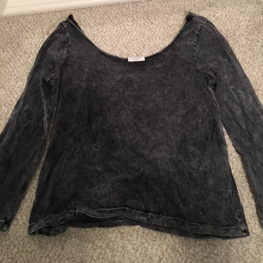 LA Hearts Distressed Long Sleeve Top