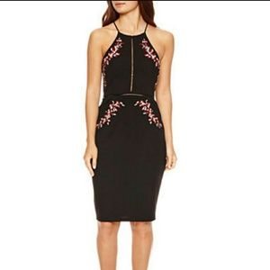 Sleeveless embroidered sheath dress