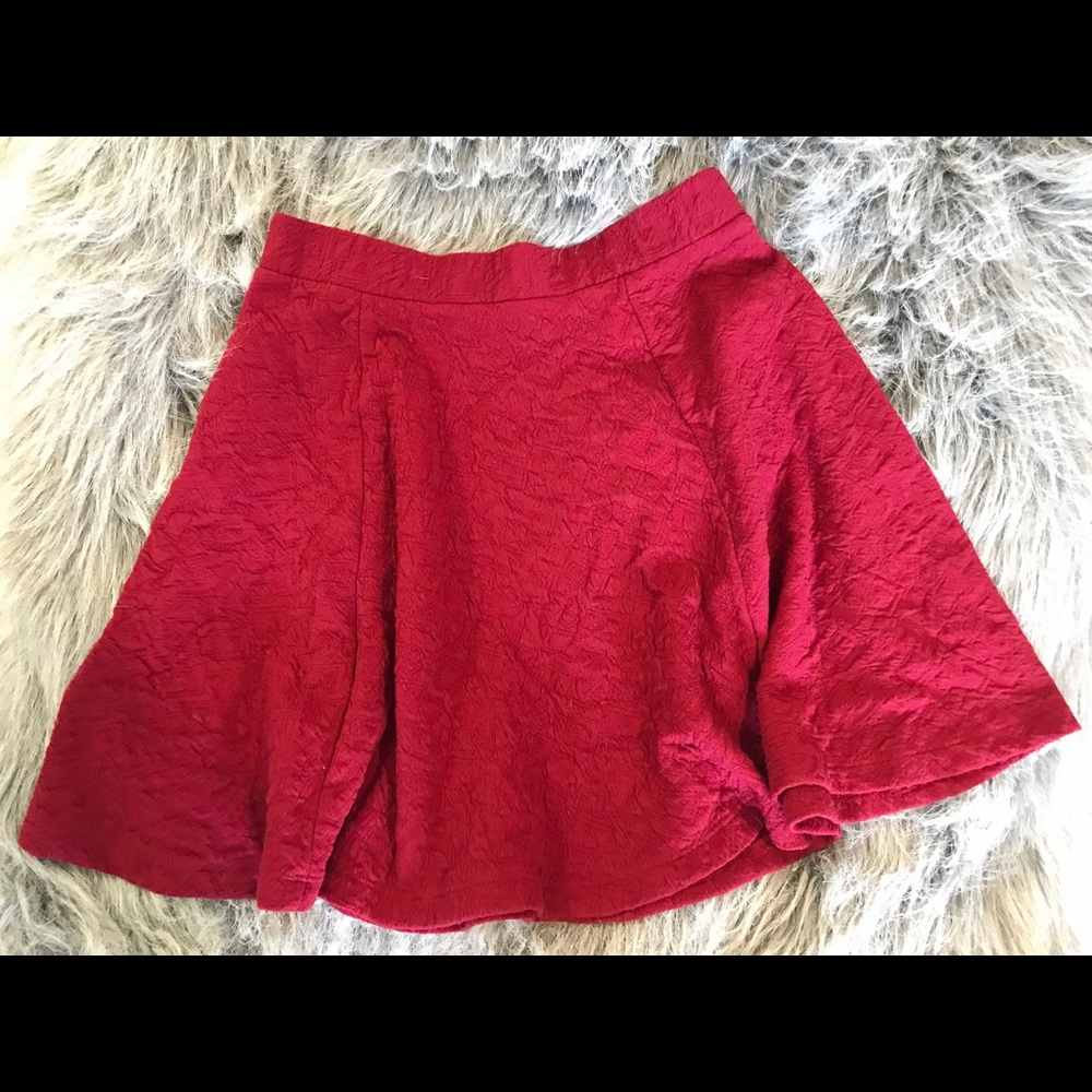 Red Patterned Skater Skirt