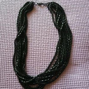 black 9 strand beaded necklace