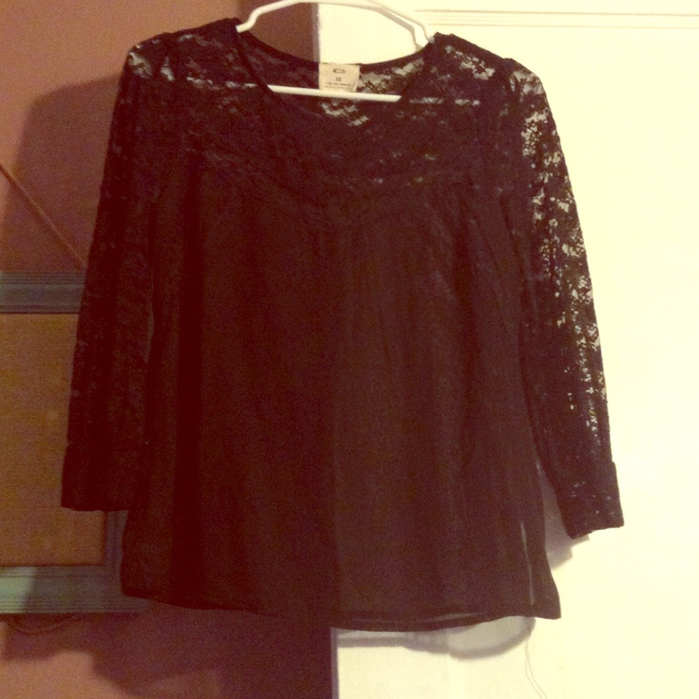 Black chiffon & lace pins and needles brand top❤️