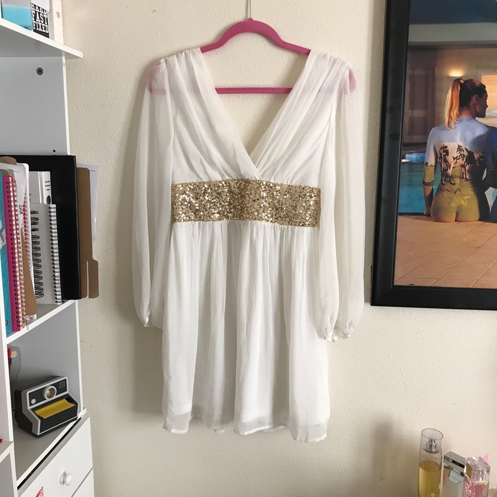 White and Gold night dress