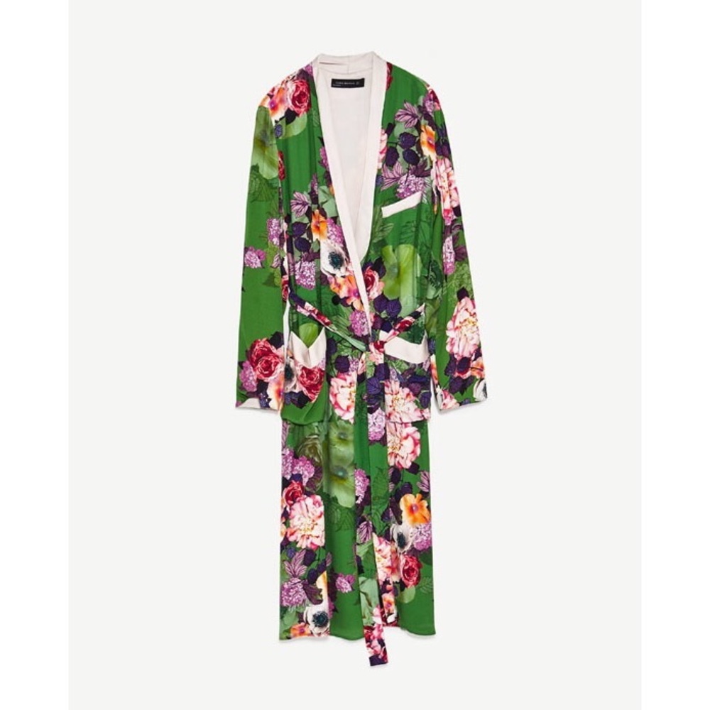 Long Floral Print Kimono, NWT