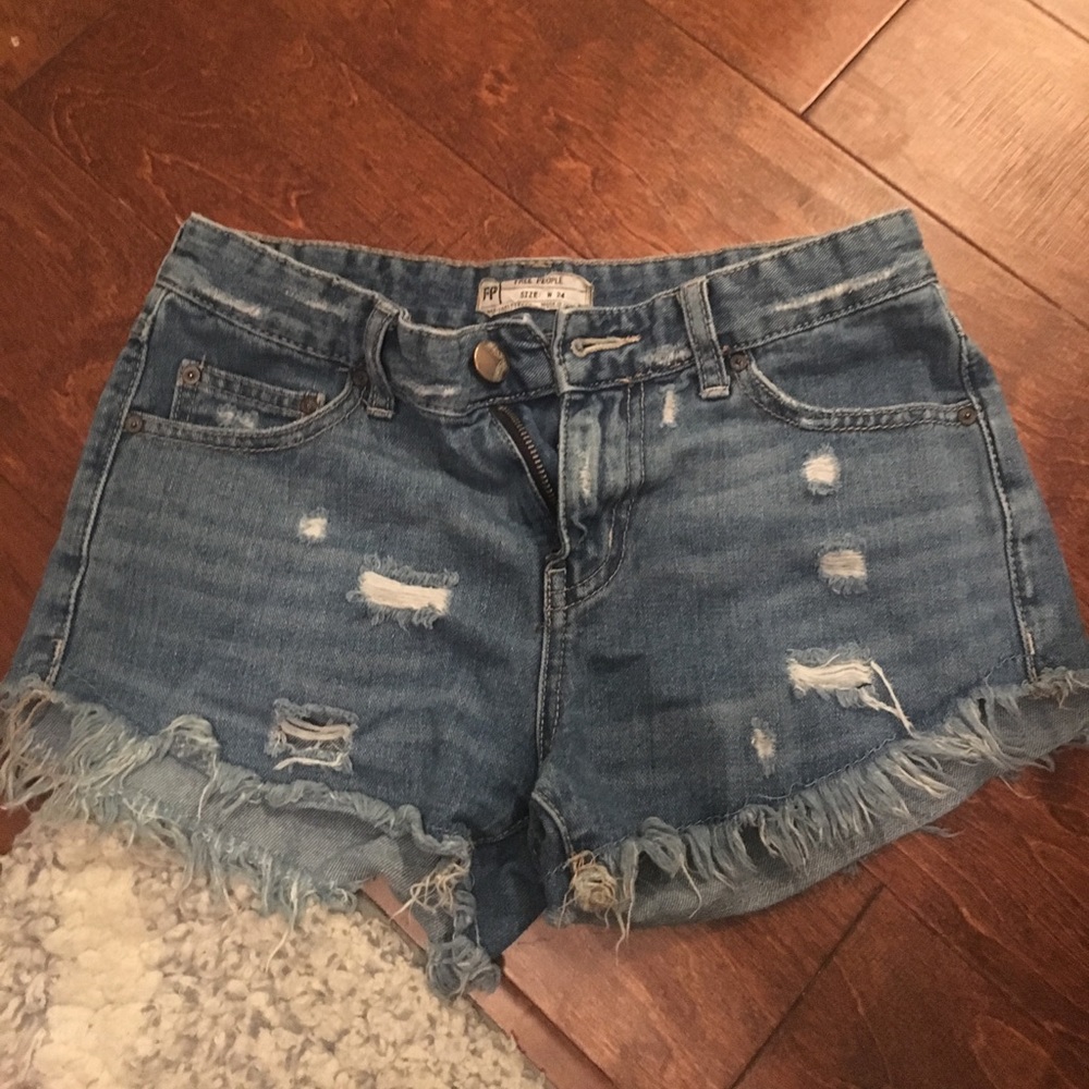 free people denim shorts