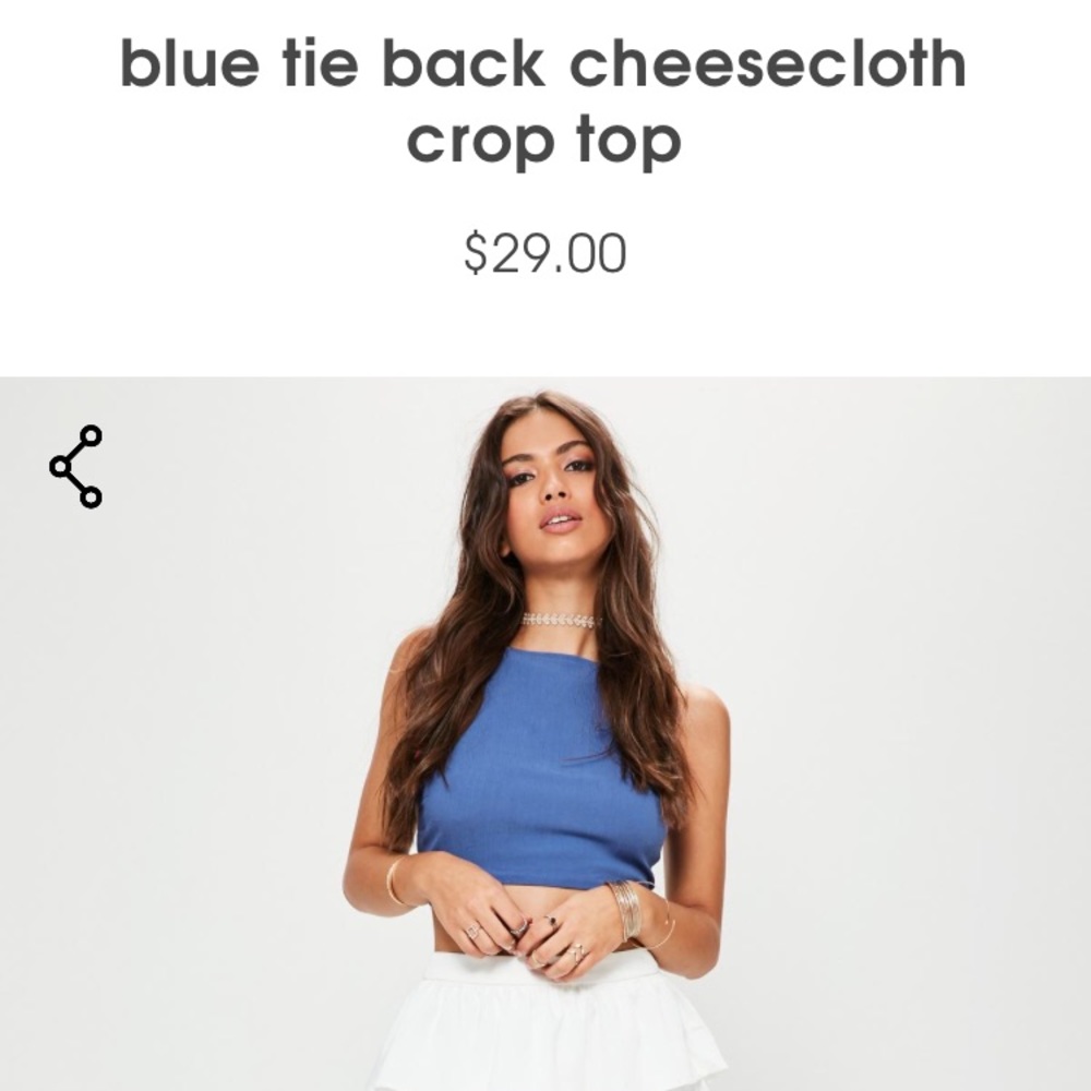 DISCOUNT!! Missguided Blue Tie-Back Crop Top