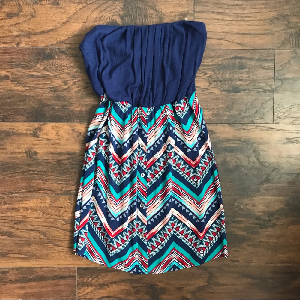 Strapless Chevron Printed Dress
