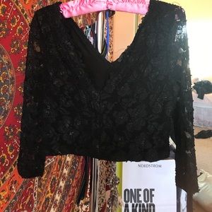 Aqua laced crop top size medium