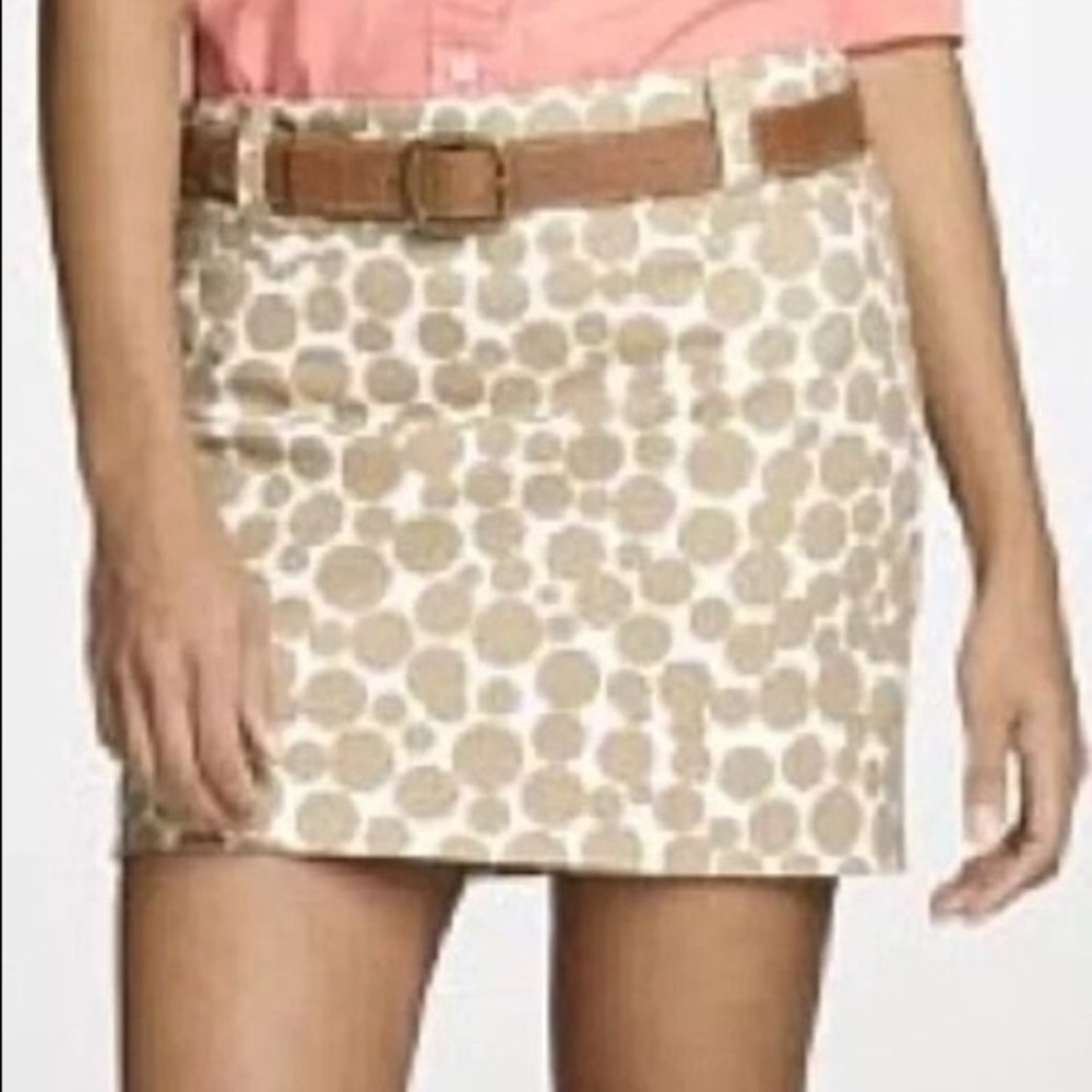 J.Crew | 0 | Tan White Mini Skirt in Dot